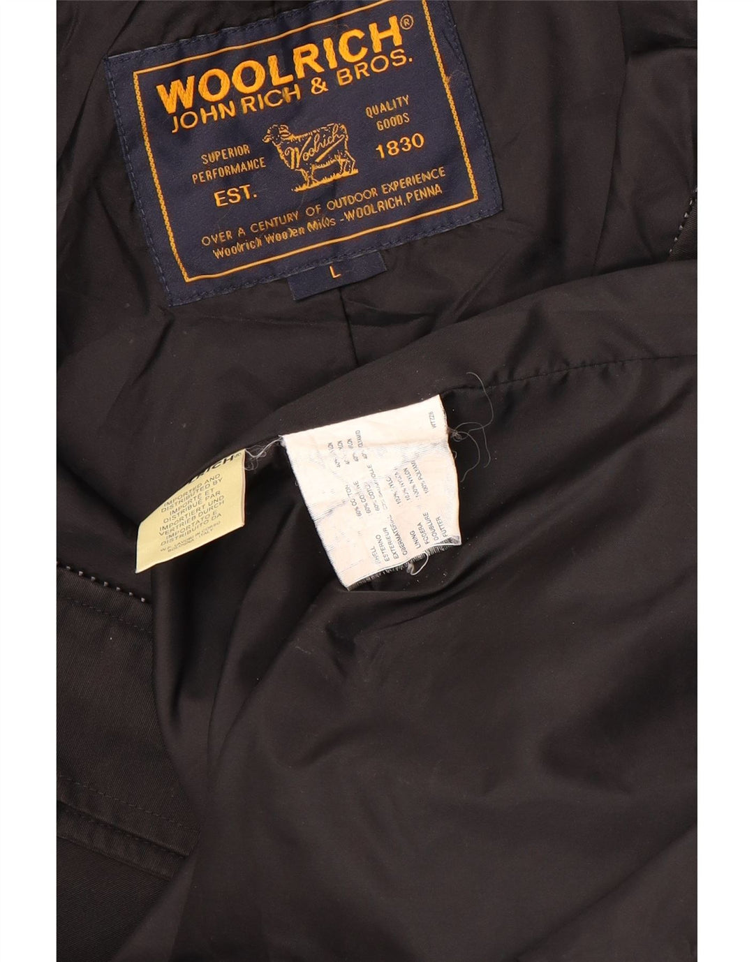 Cappotto con cappuccio da donna Woolrich UK 16 grande cotone nero