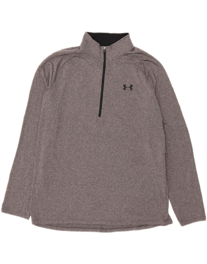 Maglietta Under Armour da uomo Heat Gear con zip e collo pullover XL grigia