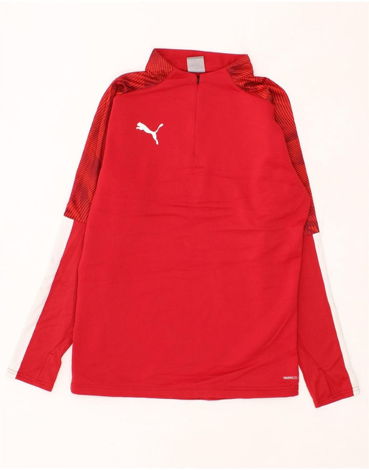 PUMA Mens Zip Neck Pullover Tracksuit Top Medium Red Colourblock Polyester Vintage Puma and Second-Hand Puma from Messina Hembry 