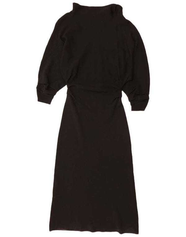 Vestito lungo a maniche lunghe da donna Zara UK 8 Small in viscosa nera