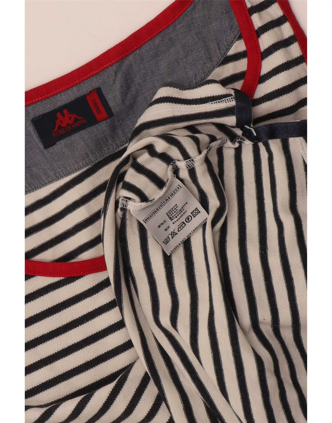 Canotta da donna Kappa UK 10 piccola in cotone a righe bianche