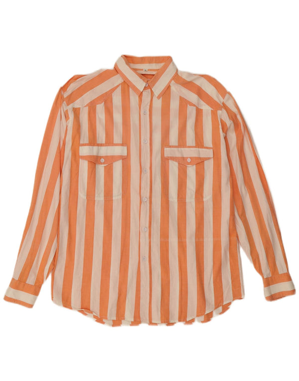 Camicia vintage da uomo piccola a righe arancioni