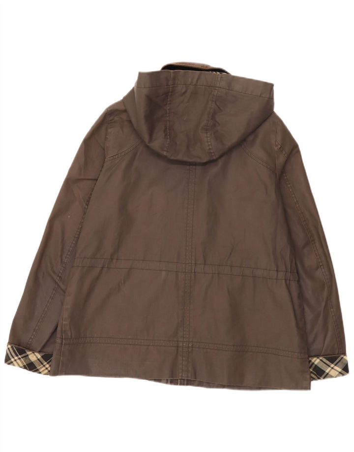 Giacca cerata oversize con cappuccio da donna Miss Selfridge UK 10 piccolo quadretto marrone