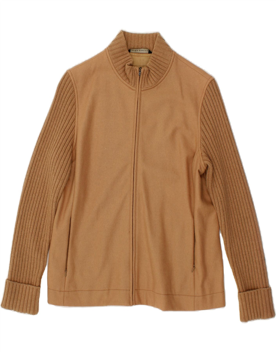 LAURA ASHLEY Womens Bomber Jacket UK 16 Large Brown Wool Vintage Laura Ashley and Second-Hand Laura Ashley from Messina Hembry 