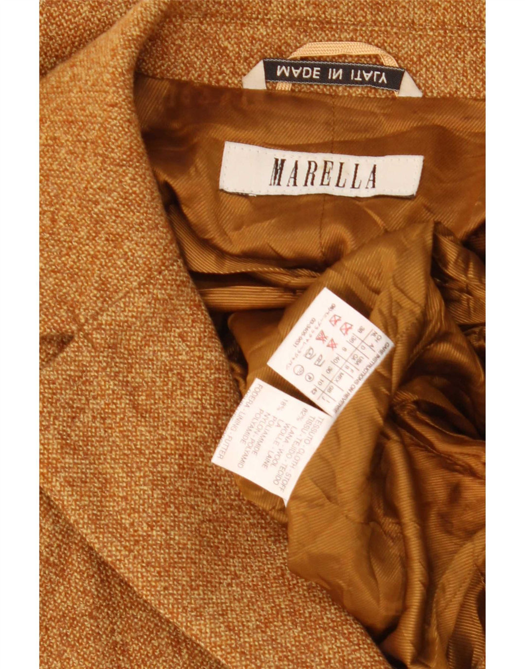 Giacca blazer a 3 bottoni corta da donna Marella UK 10 piccola lana marrone