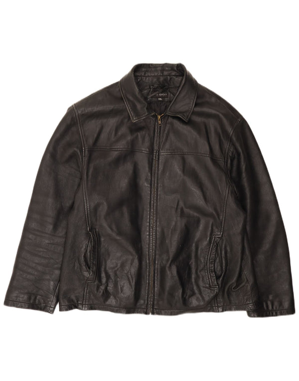 Giacca in pelle da uomo VINTAGE UK 44 2XL Nera