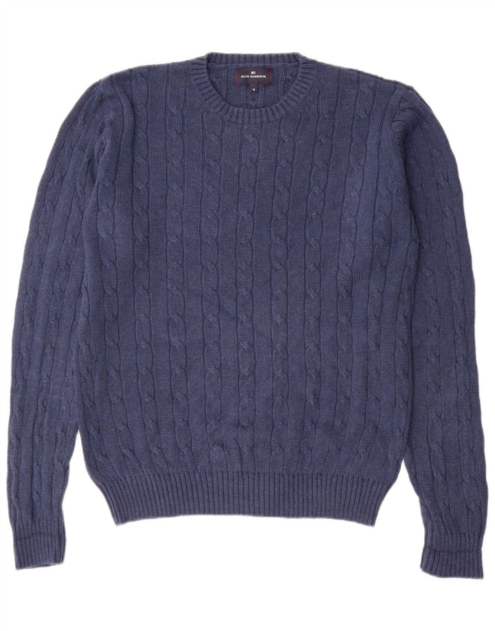 Maglione maglione girocollo da uomo Marks & Spencer blu Harbour blu navy medio