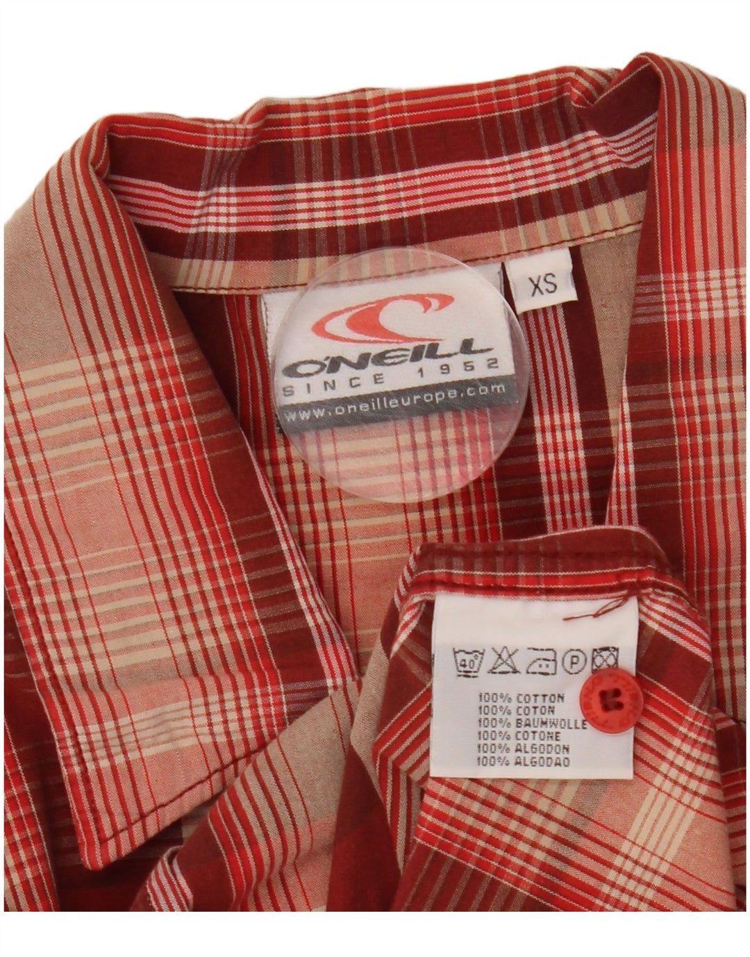 Camicia ampia da uomo a maniche corte O'Neill XS in cotone a quadri rossi