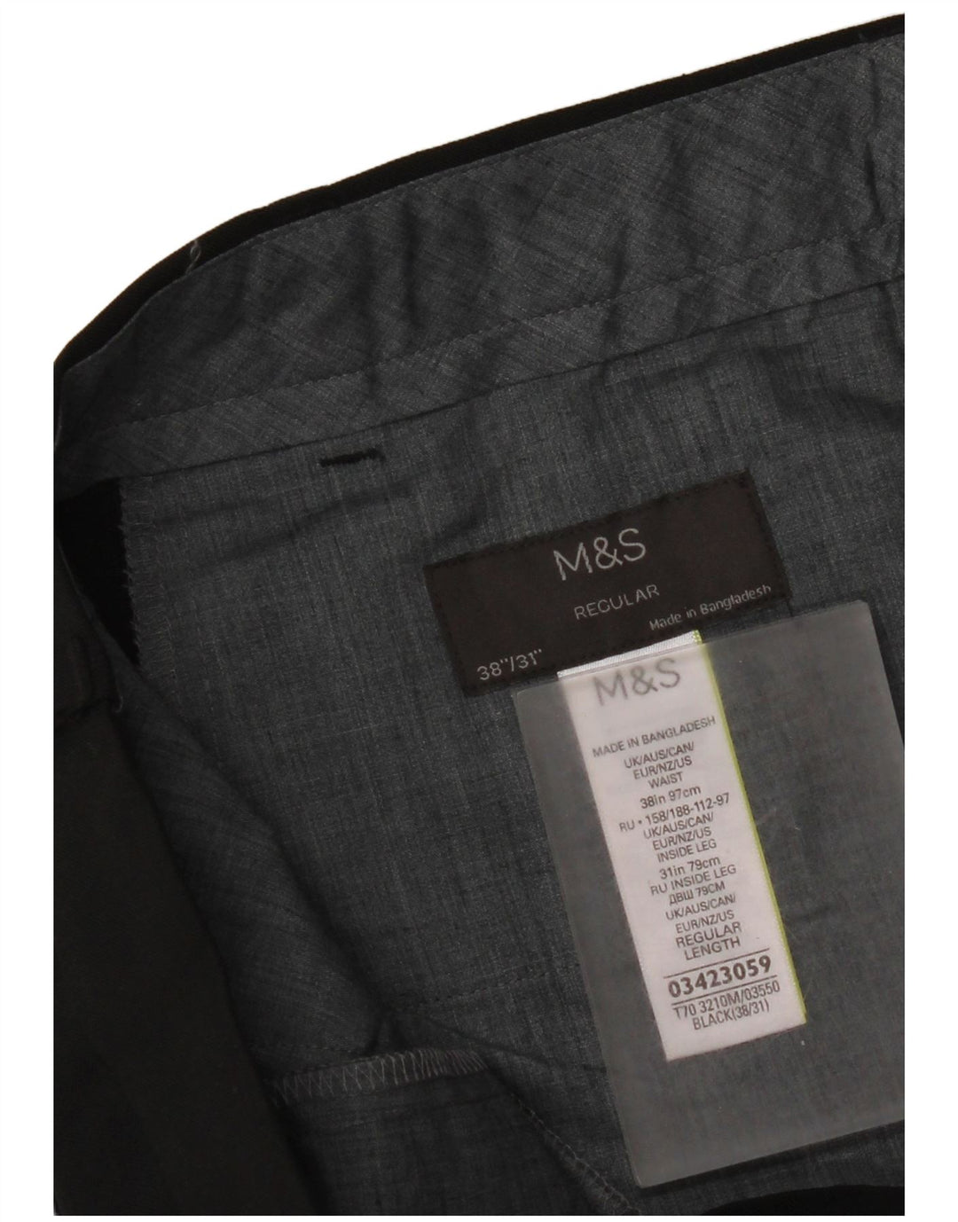 Pantaloni da abito regolari da uomo Marks & Spencer W38 L31 poliestere nero