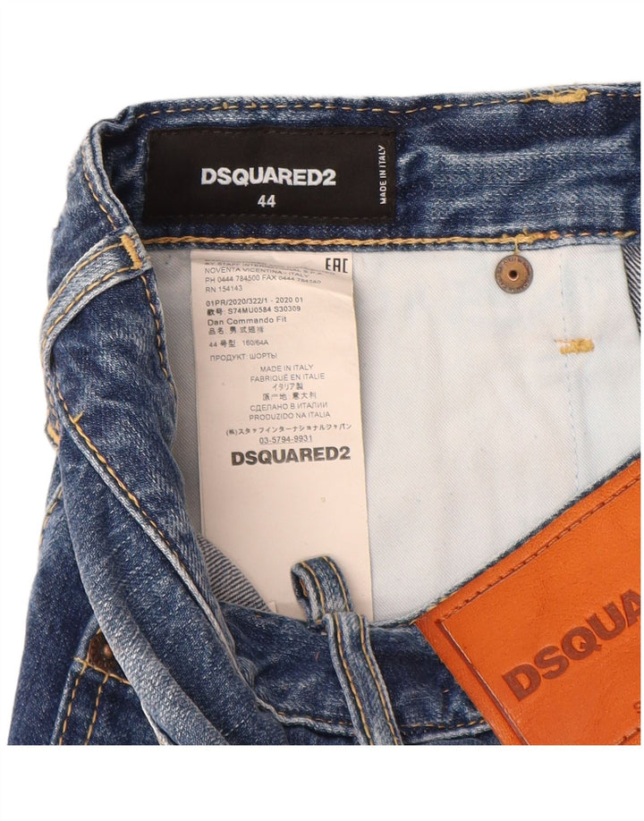 Pantaloncini in denim invecchiato da donna Dsquared2 IT 44 medio W28 cotone blu