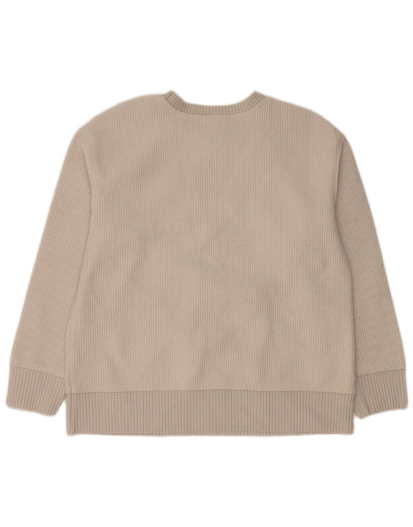 Maglione maglione girocollo da donna Zara UK 14 poliestere bianco sporco medio