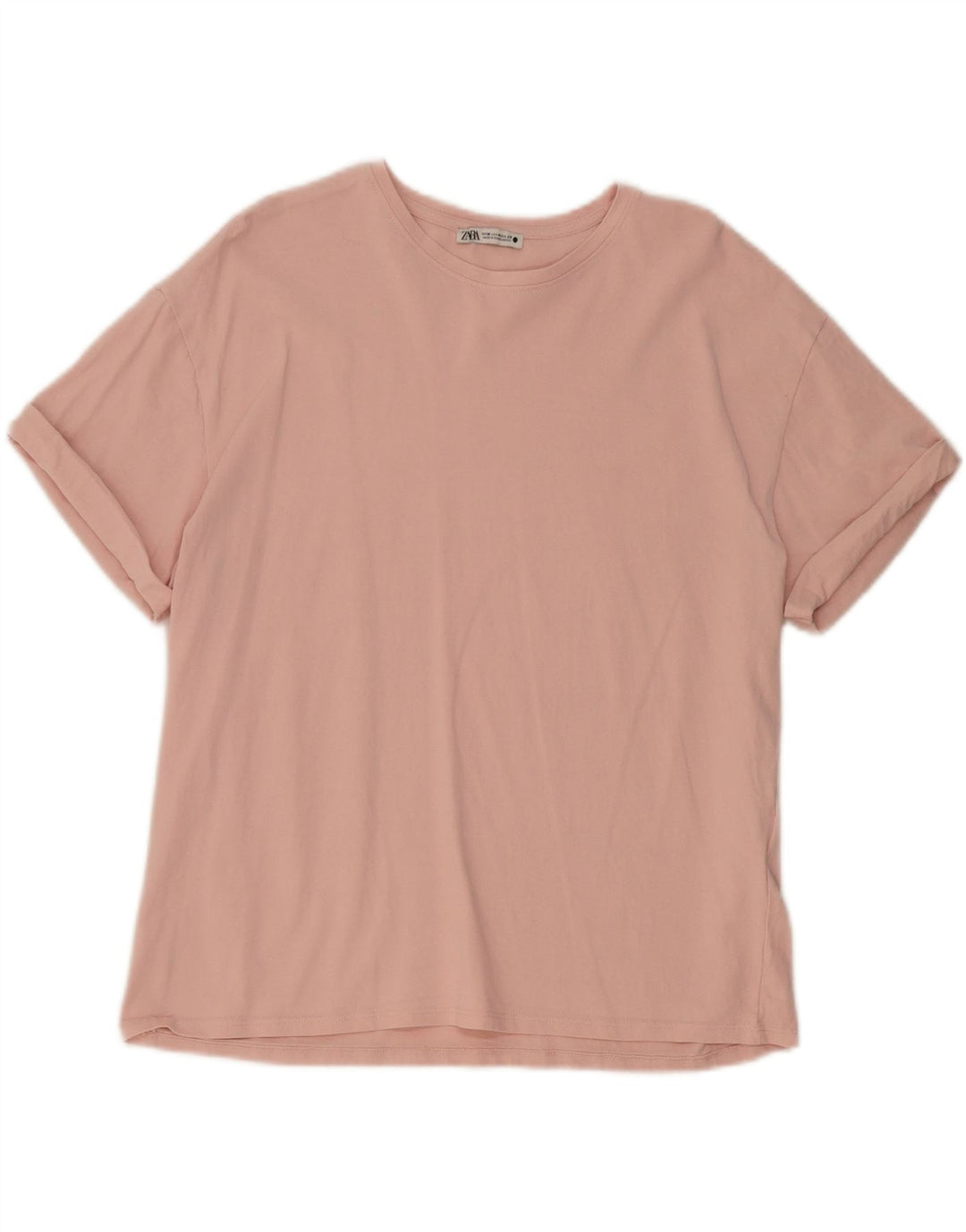ZARA Womens T-Shirt Top UK 14 Medium Pink Cotton Vintage Zara and Second-Hand Zara from Messina Hembry 