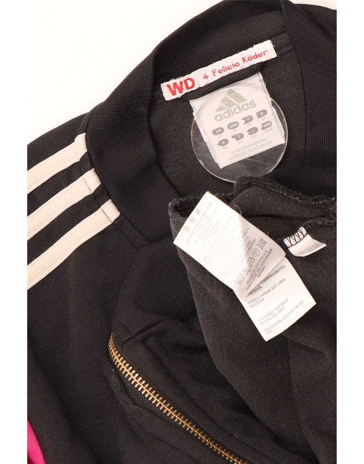 Giacca da tuta da donna Adidas UK 12 Medium Black Colourblock Cotton