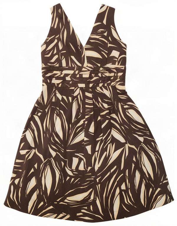 Abito a trapezio autografato da donna Marks & Spencer UK 12 Marrone medio geometrico