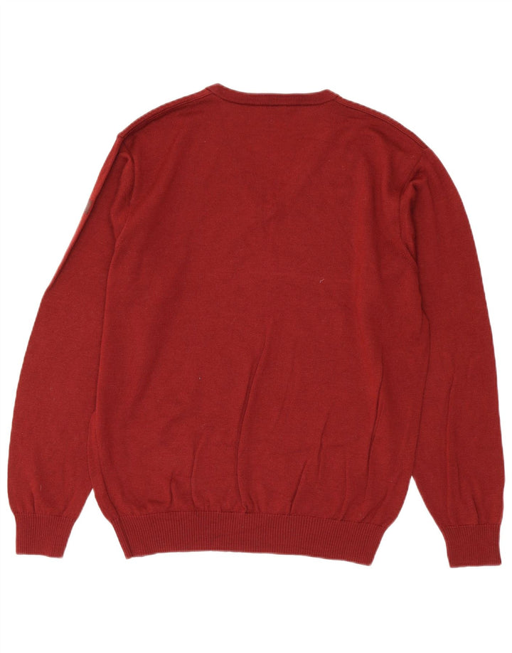 Maglione da uomo con scollo a V Marz IT 50 Lana vergine bordeaux medio