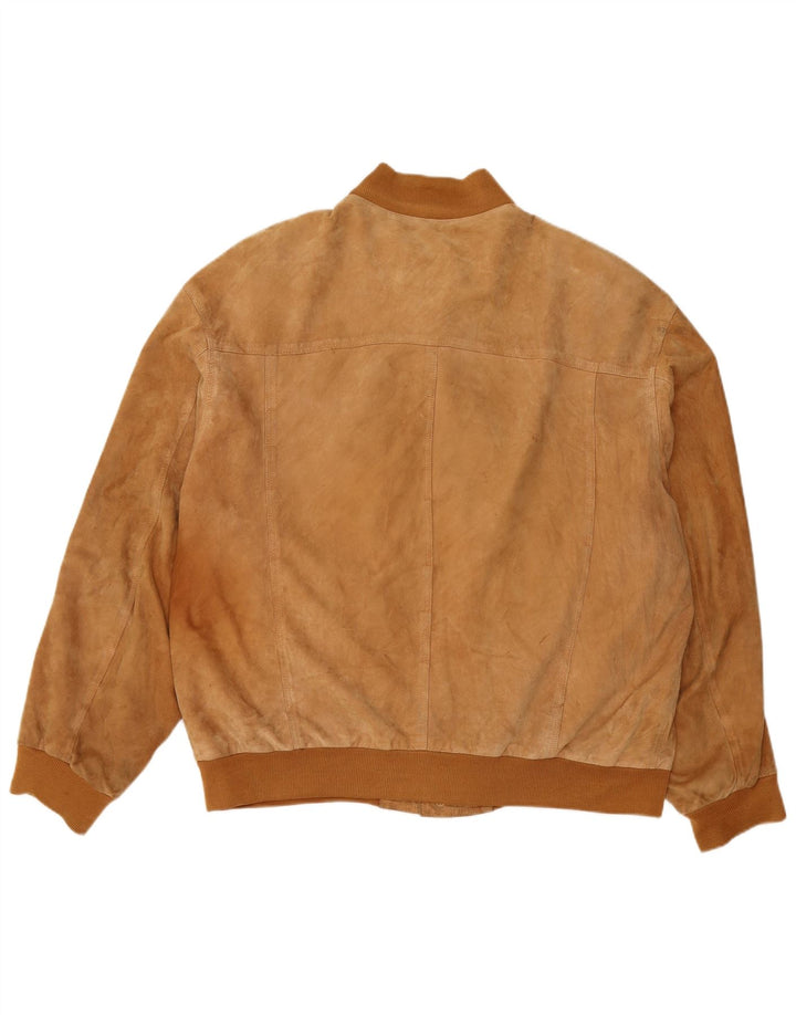 Giubbotto bomber vintage in pelle scamosciata da uomo UK 42 XL Marrone