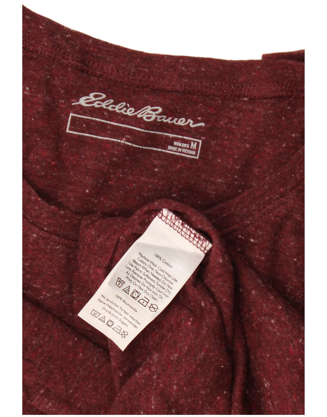 EDDIE BAUER Top da donna a maniche lunghe UK 12 Cotone screziato bordeaux medio