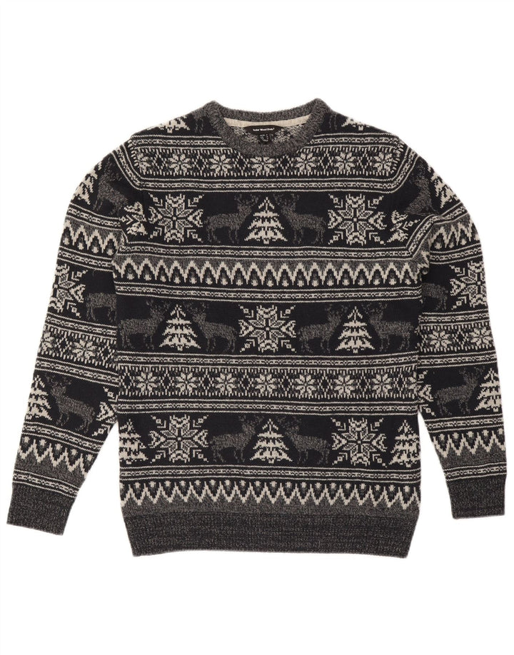 Maglione maglione girocollo da uomo Cedarwood State grigio medio Fair Isle