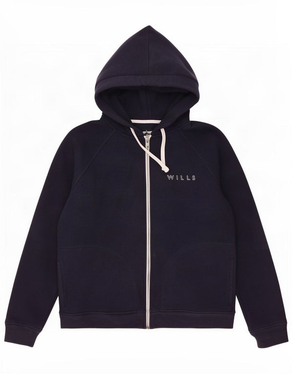Maglione con cappuccio e zip da donna Jack Wills UK 14 grande cotone blu navy
