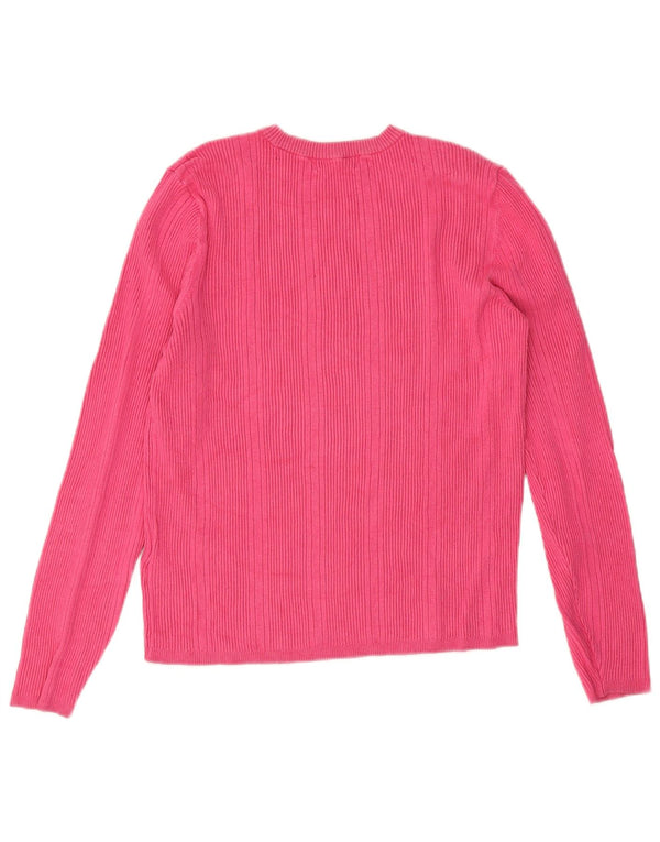 Maglione maglione girocollo da donna Marks & Spencer UK 14 Viscosa rosa medio