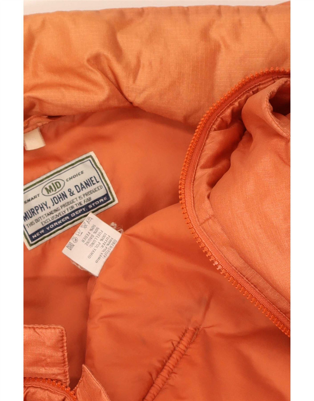 Giacca imbottita ampia da uomo vintage UK 40 grande arancione in poliammide