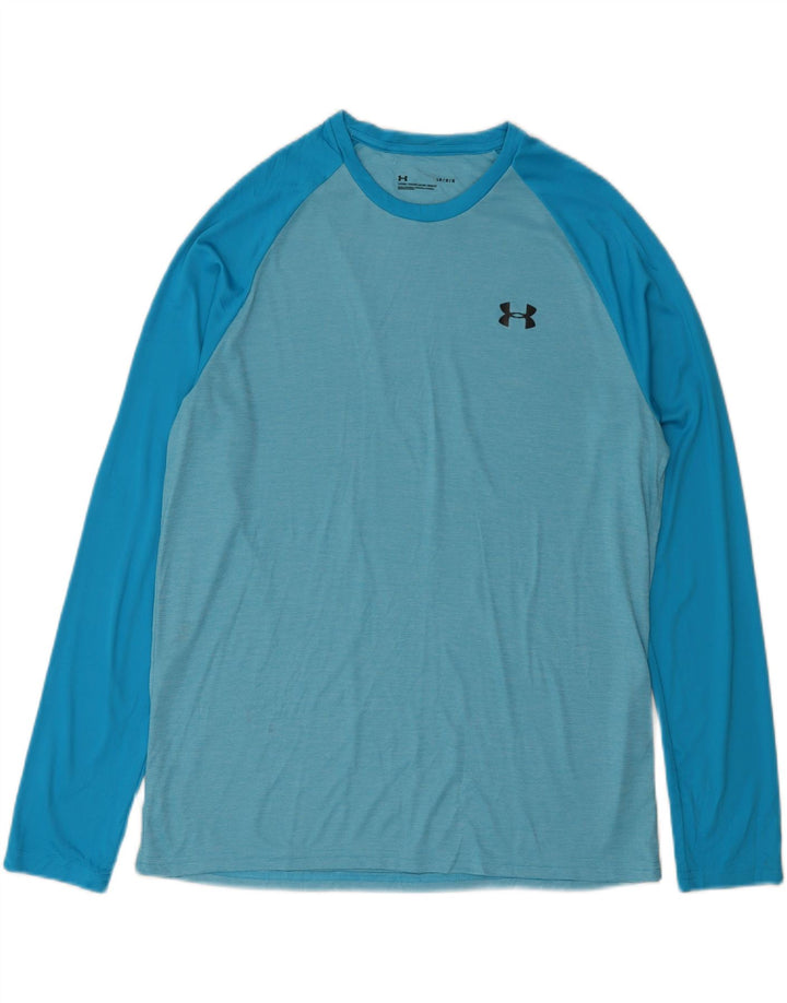 Maglia UNDER ARMOUR da uomo a maniche lunghe, grande, in poliestere color block blu