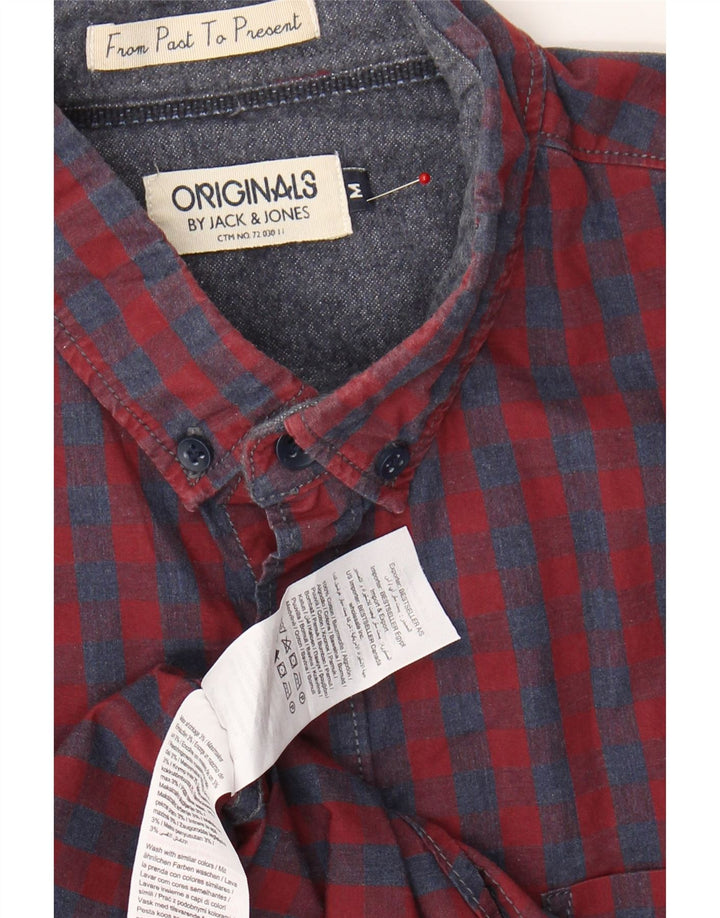 JACK & JONES Mens Flannel Shirt Medium Red Check Cotton Vintage Jack & Jones and Second-Hand Jack & Jones from Messina Hembry 