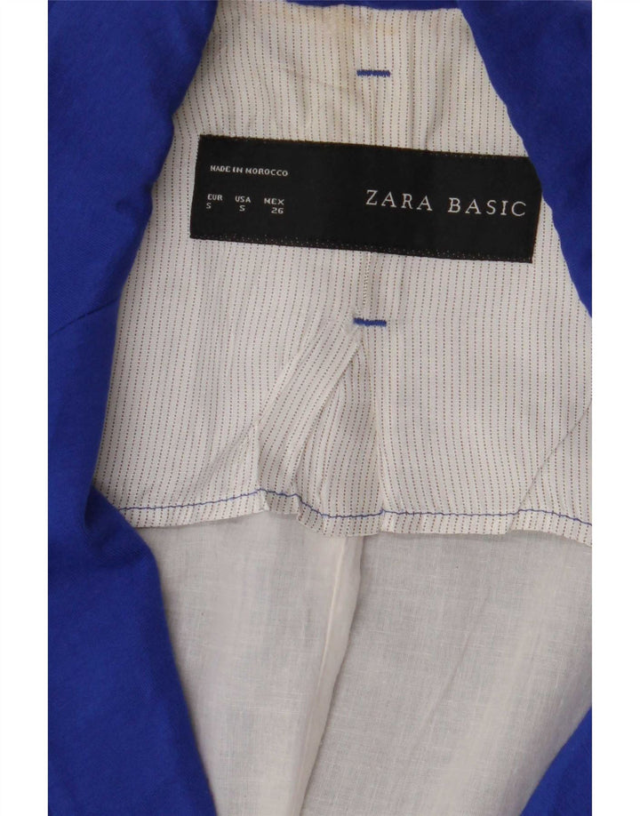 Giacca blazer a 1 bottone da donna Zara UK 10 piccola in cotone blu