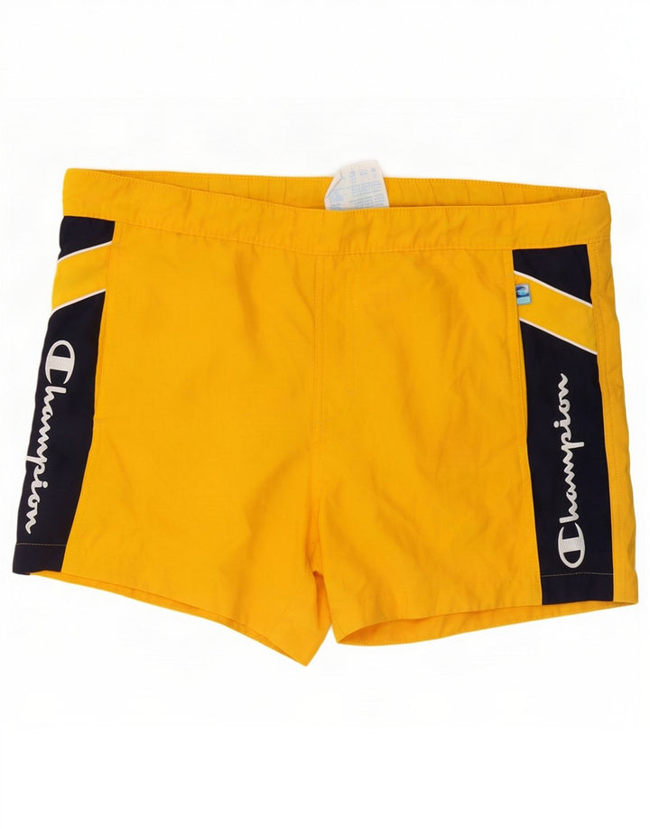 Pantaloncini da bagno grafici da uomo Champion in poliestere color block giallo medio
