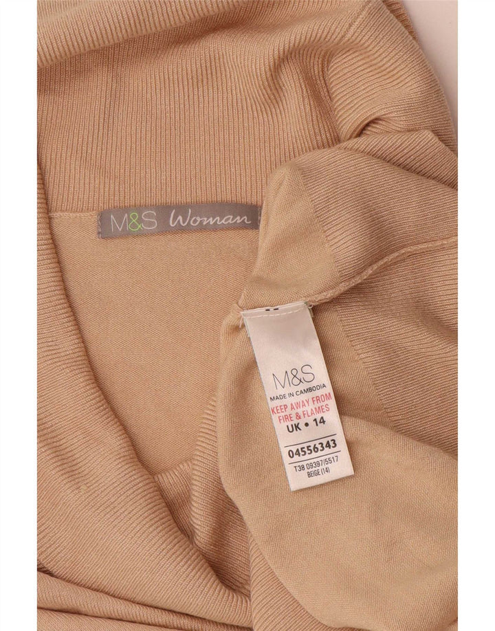 Maglione maglione a collo alto da donna Marks & Spencer UK 14 Large Beige Viscosa