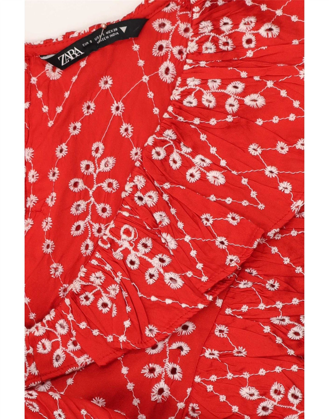 Abito a strati a mezza manica con motivo astratto da donna Zara UK 10 piccolo rosso