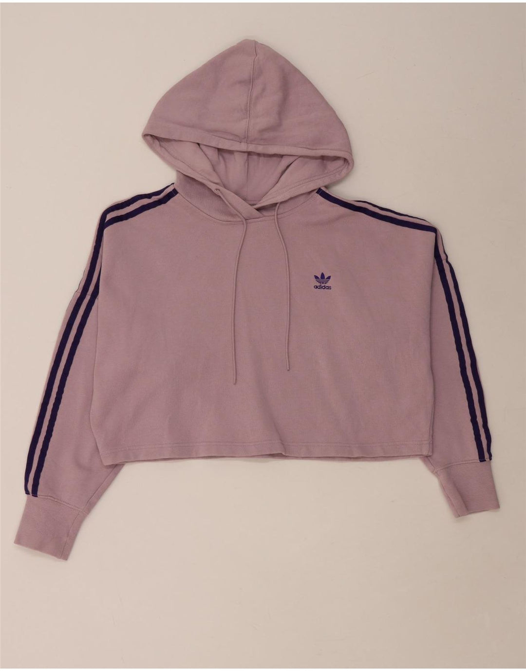 Maglione corto con cappuccio oversize da donna ADIDAS UK 8 piccolo cotone viola