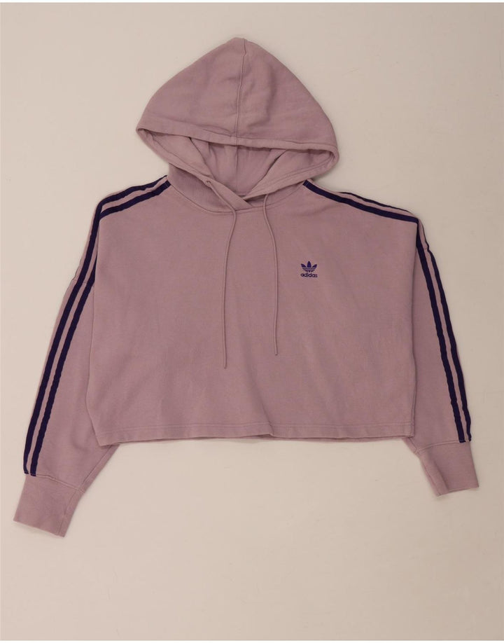 Maglione corto con cappuccio oversize da donna ADIDAS UK 8 piccolo cotone viola