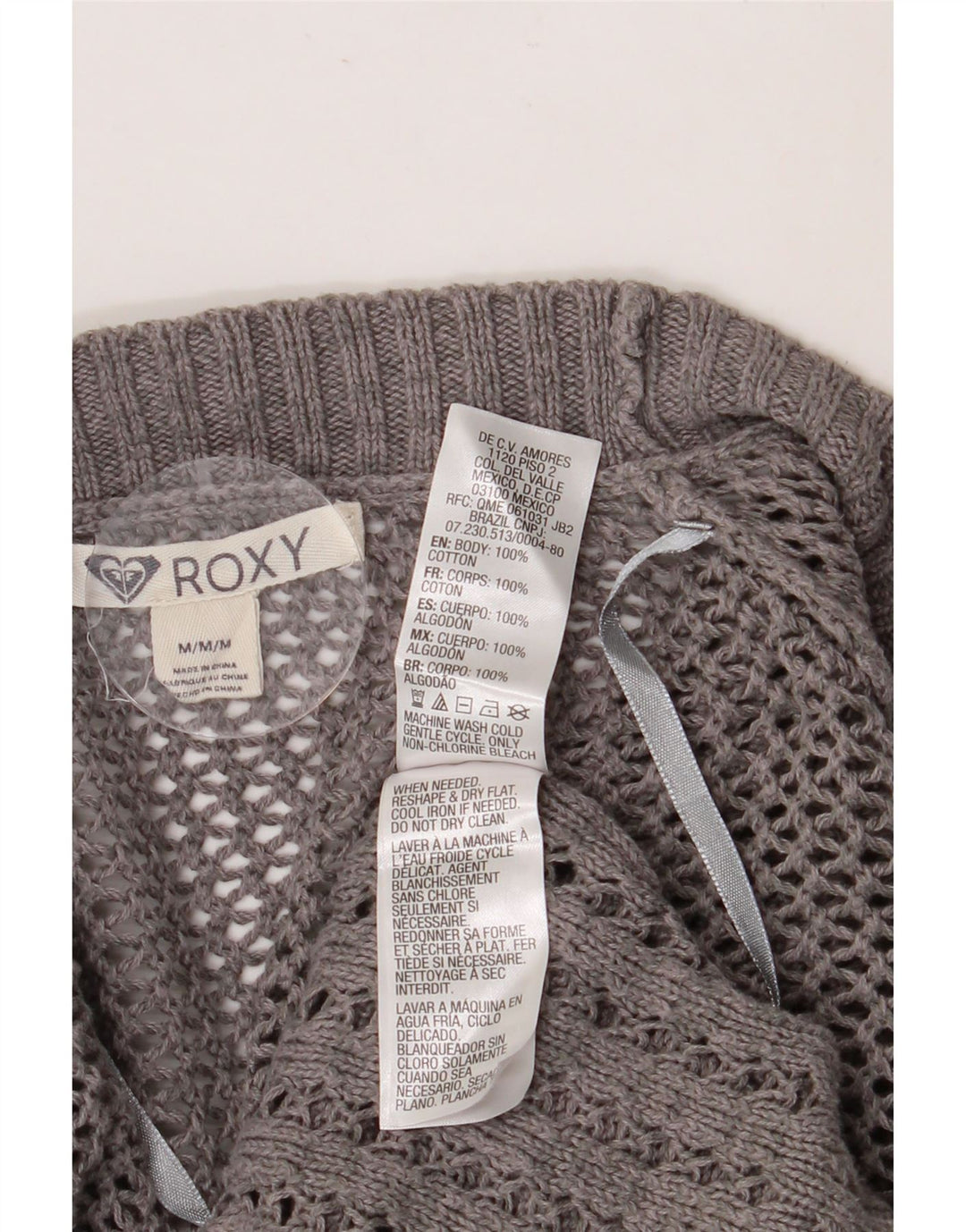 Maglione cardigan lungo da donna Roxy UK 14 Cotone grigio medio