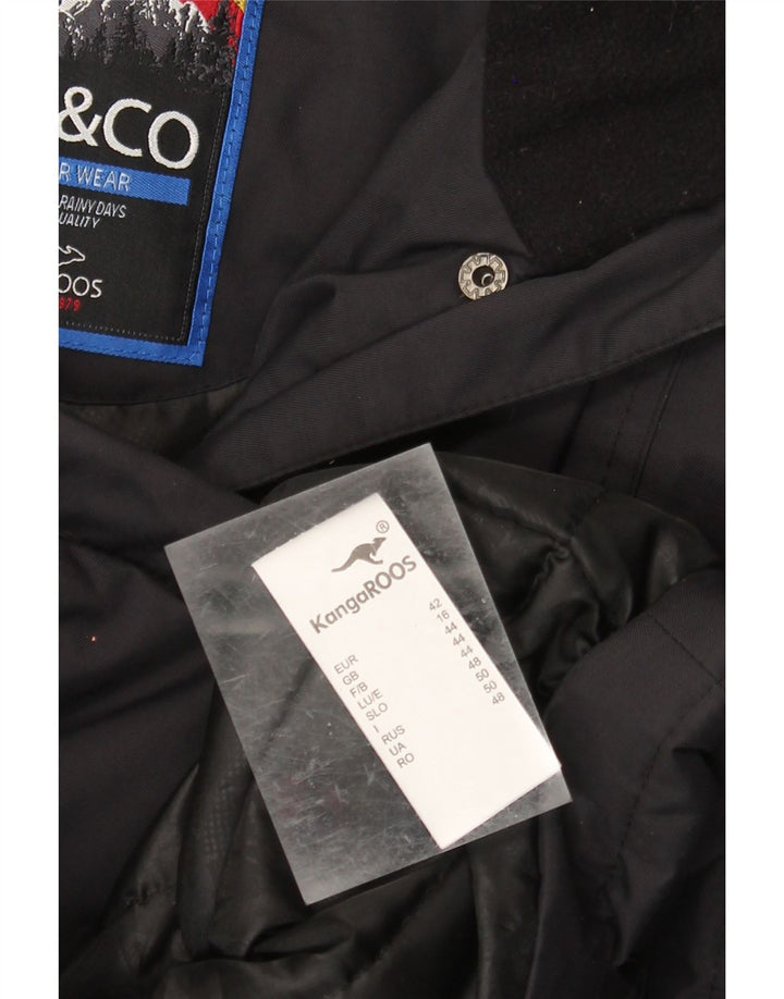 Cappotto giacca a vento con cappuccio da donna Kangaroos UK 16 grande nero