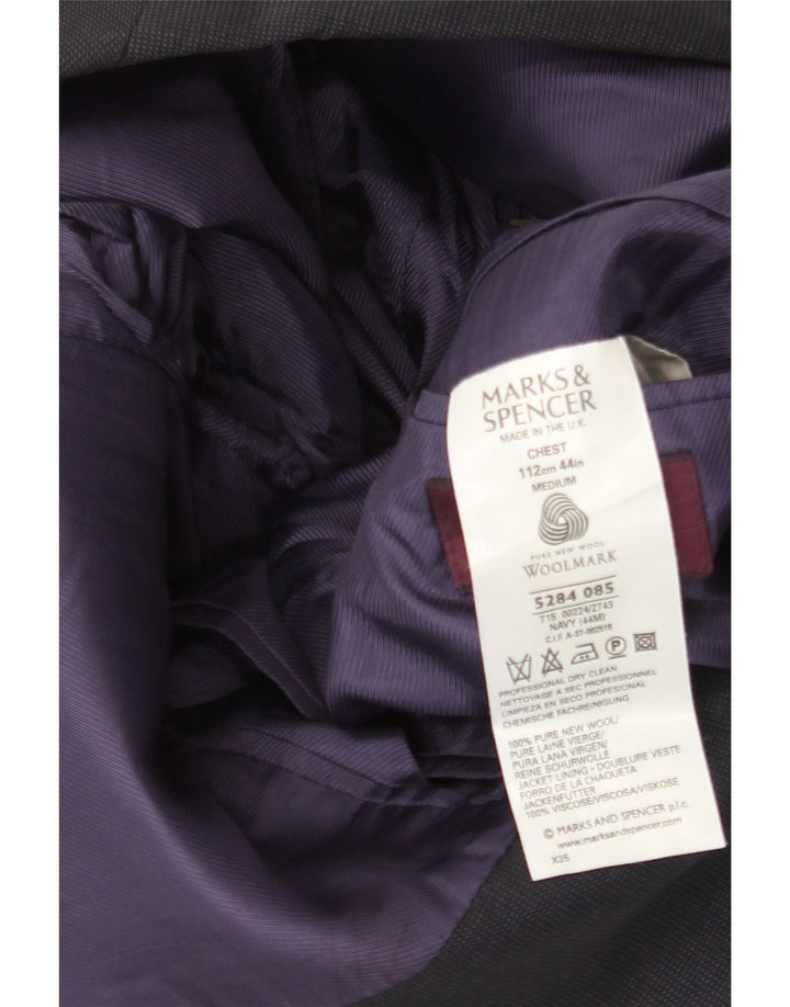 Giacca blazer a 3 bottoni da uomo Marks & Spencer UK 44 2XL Lana nuova blu navy