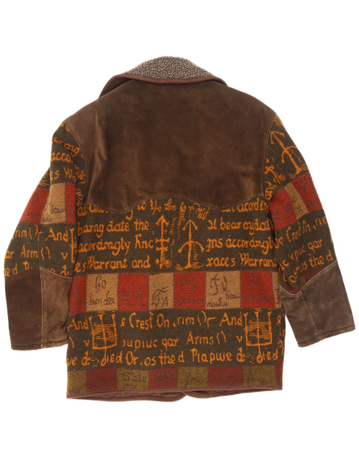 C&A Cappotto ampio in pelle scamosciata da uomo UK 38 Pelle patchwork marrone medio