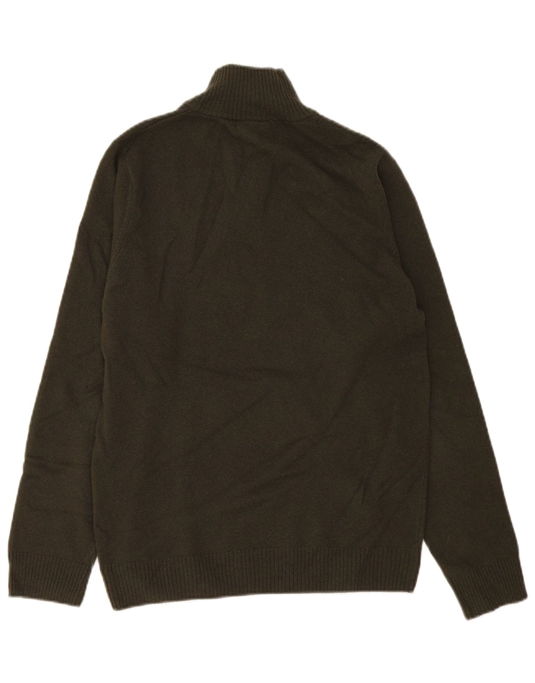 Maglione maglione da uomo con zip e collo Lacoste taglia 4 medio kaki lana vergine