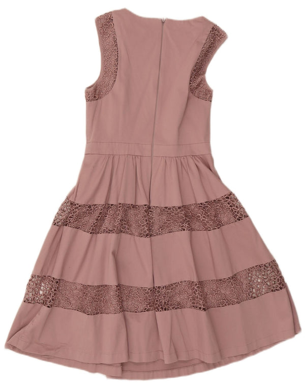 Abito a trapezio senza maniche da donna Warehouse UK 10 Piccolo cotone floreale rosa