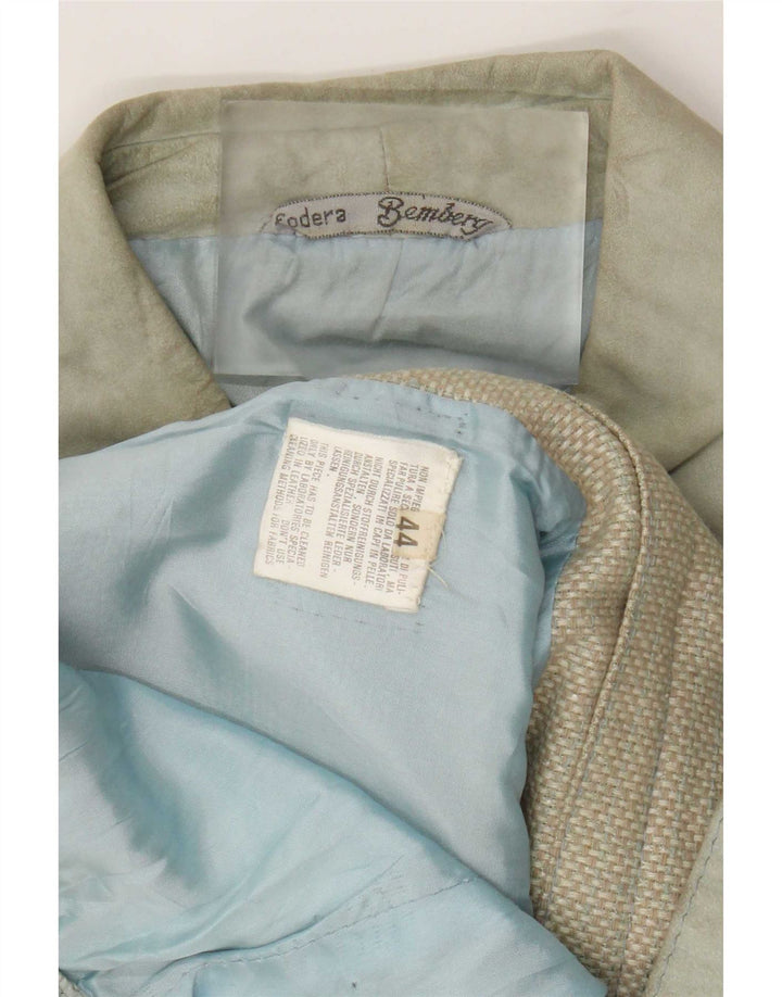 Giacca vintage in pelle scamosciata da donna IT 44 in pelle verde medio
