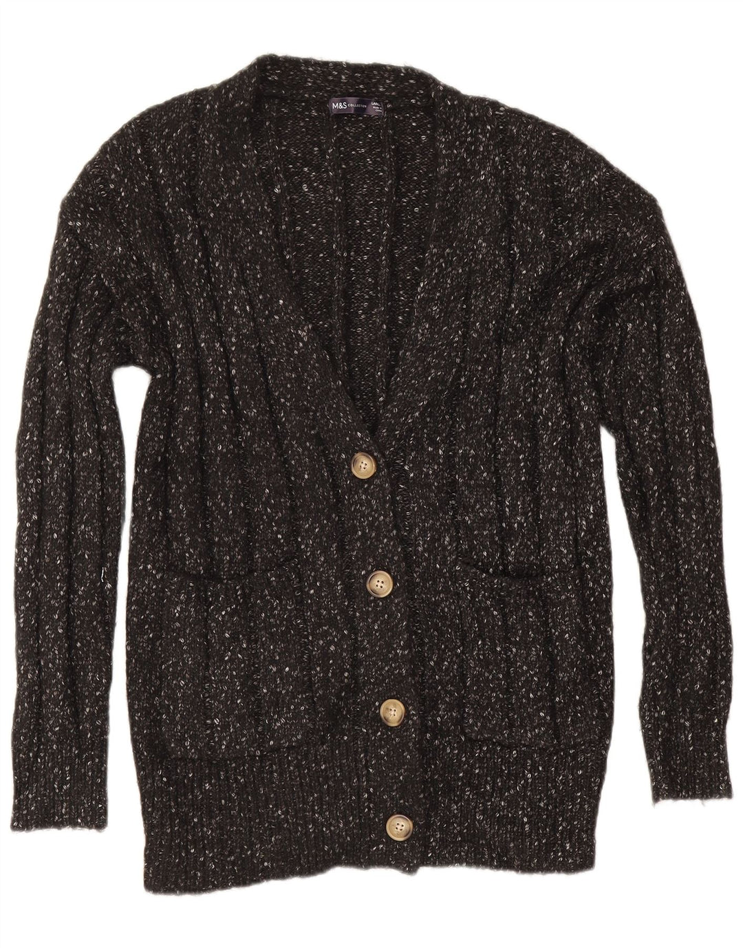 Maglione cardigan oversize da donna Marks & Spencer UK 16 Large Grey Flecked