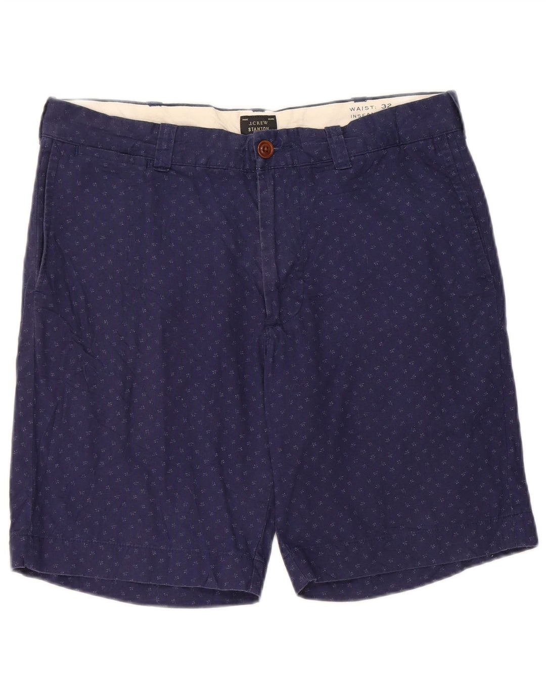J. CREW Pantaloncini chino Stanton da uomo W32 cotone maculato blu navy medio