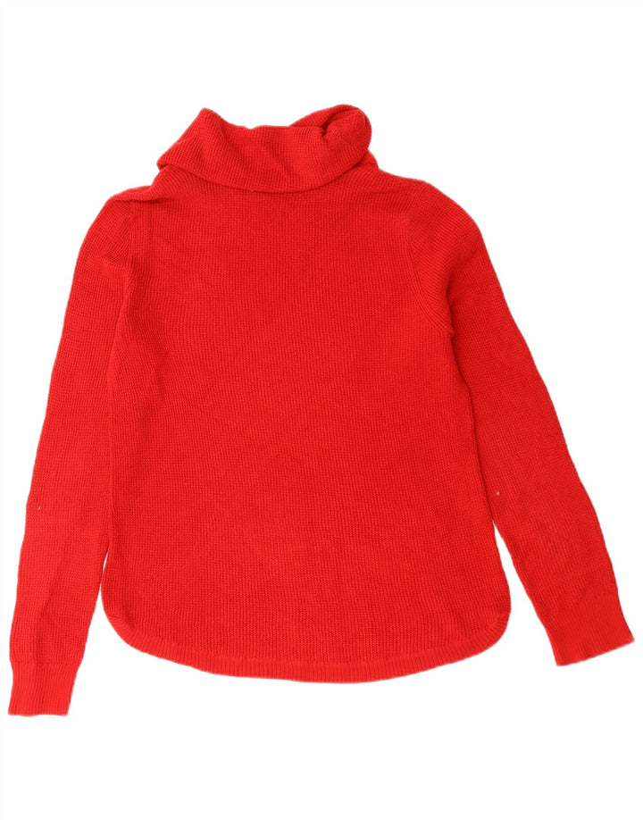Maglione maglione collo alto da donna Ralph Lauren UK 14 cotone rosso medio
