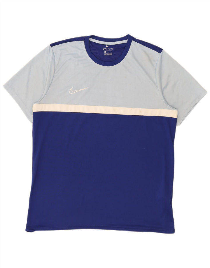 T-shirt Nike da uomo Dri Fit Top XL blu poliestere color block