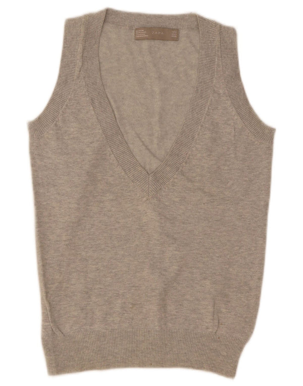 Canotta canotta da donna Zara UK 8 piccola in cotone chiazzato grigio