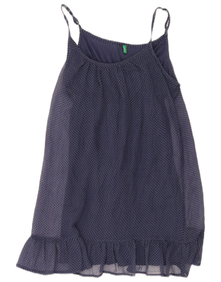 BENETTON Prendisole da donna UK 10 Piccolo poliestere maculato blu navy