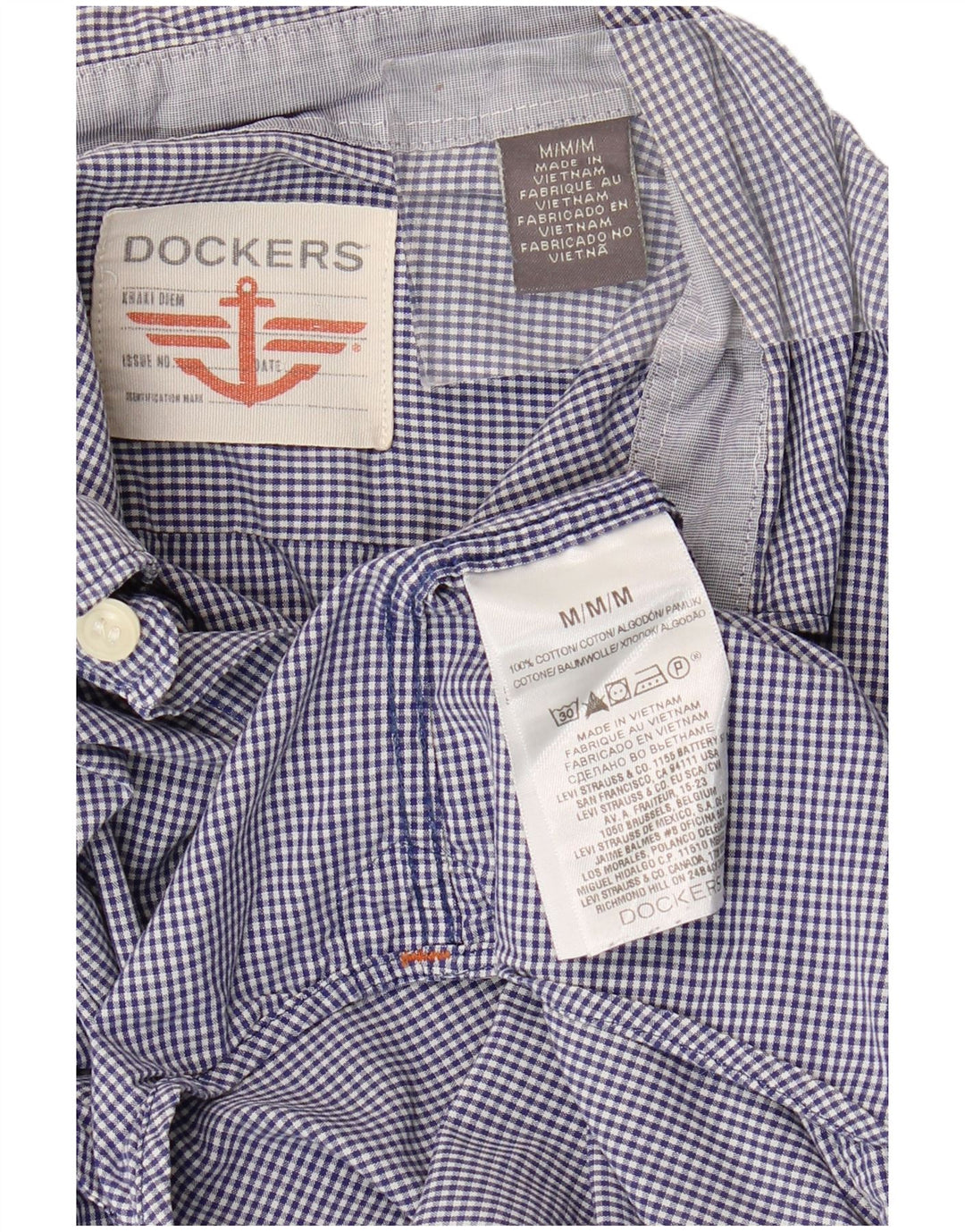 DOCKERS Camicia da uomo in cotone a quadretti blu medio