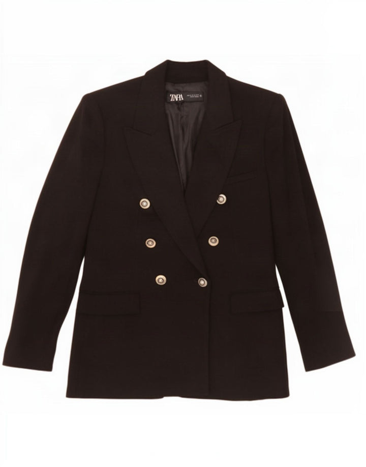 Giacca blazer doppiopetto da donna Zara UK 12 poliestere nero medio