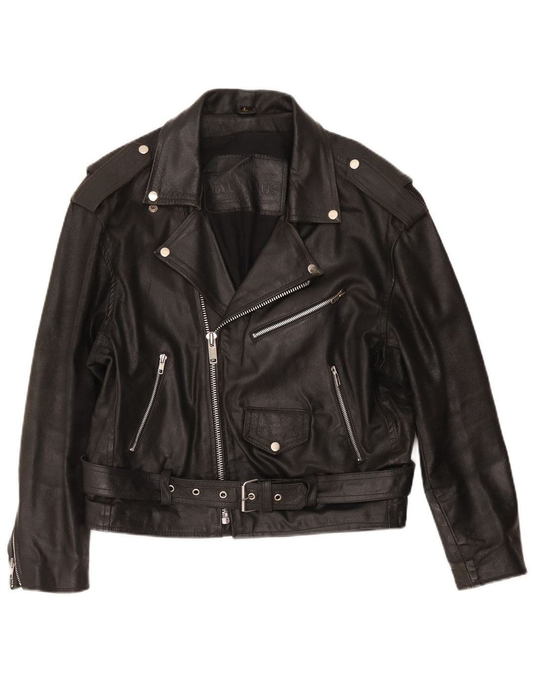 Giacca da motociclista in pelle vintage da donna UK 16 grande nera