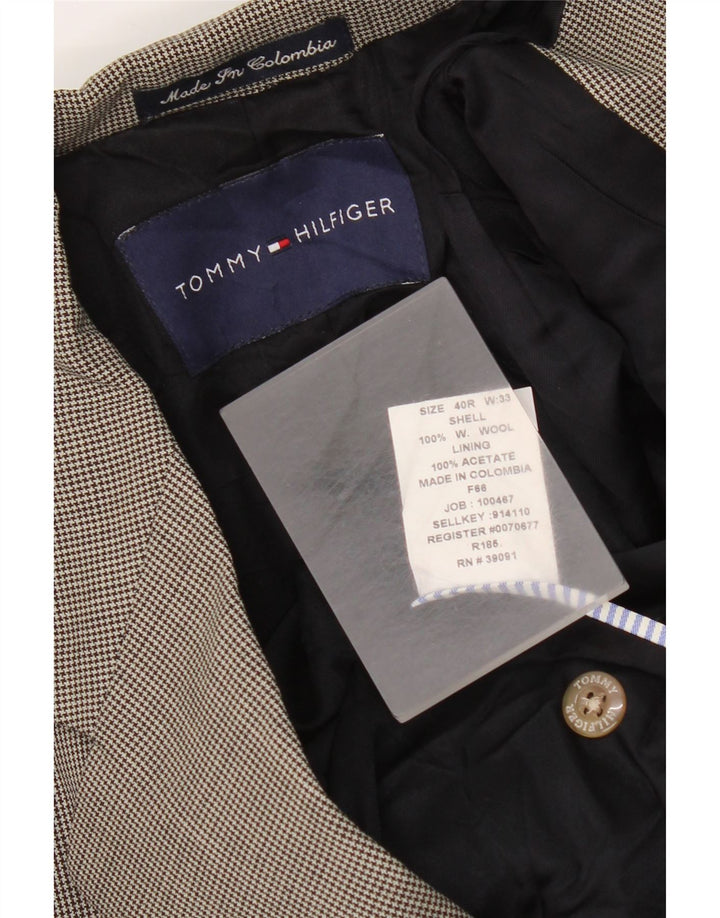 Giacca blazer a 3 bottoni da uomo Tommy Hilfiger UK 40 grande pied de poule grigio